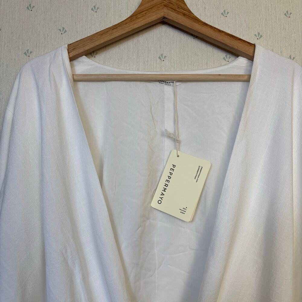 Peppermayo Parker Linen Knotted Top Size 12 White European Summer Resort NWT - Picture 6 of 9